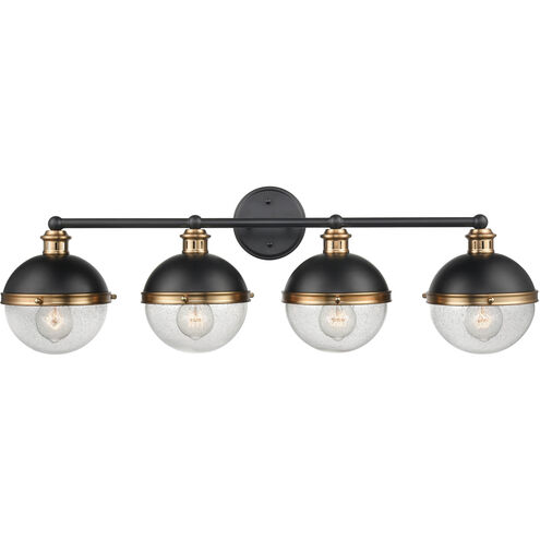 Ellmira 4 Light 33 inch Matte Black/ Aged Brass Vanity Light Wall Light